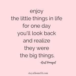 Kurt Vonnegut quote: enjoy the little things in life for one day you'll look back and realize they were the big things.
